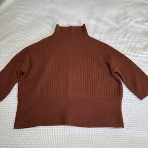 Repeat Cashmere Oversized Pullover Relaxed Fit Womens Sz 40/M Rust Ribbed NWOT